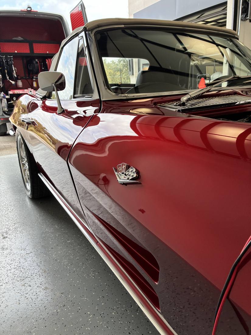 Candy red classic Chevrolet Corvette Sting Ray detailed by Drip-N-Shine